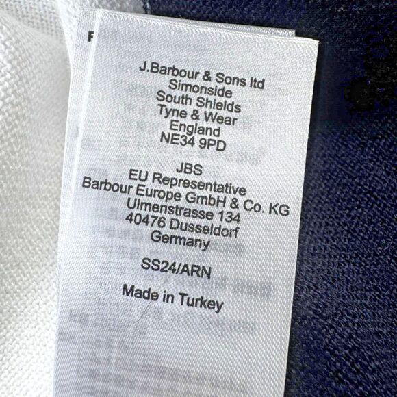 Barbour Bradley Stripe Sweater Women Small US6 Navy White Cotton Nautical Preppy - Picture 12 of 13